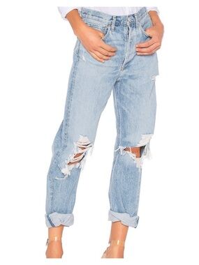 AGOLDE 90s Mid Rise Loose
Fit Jeans Womens- Blue
Denim Distressed- size 26